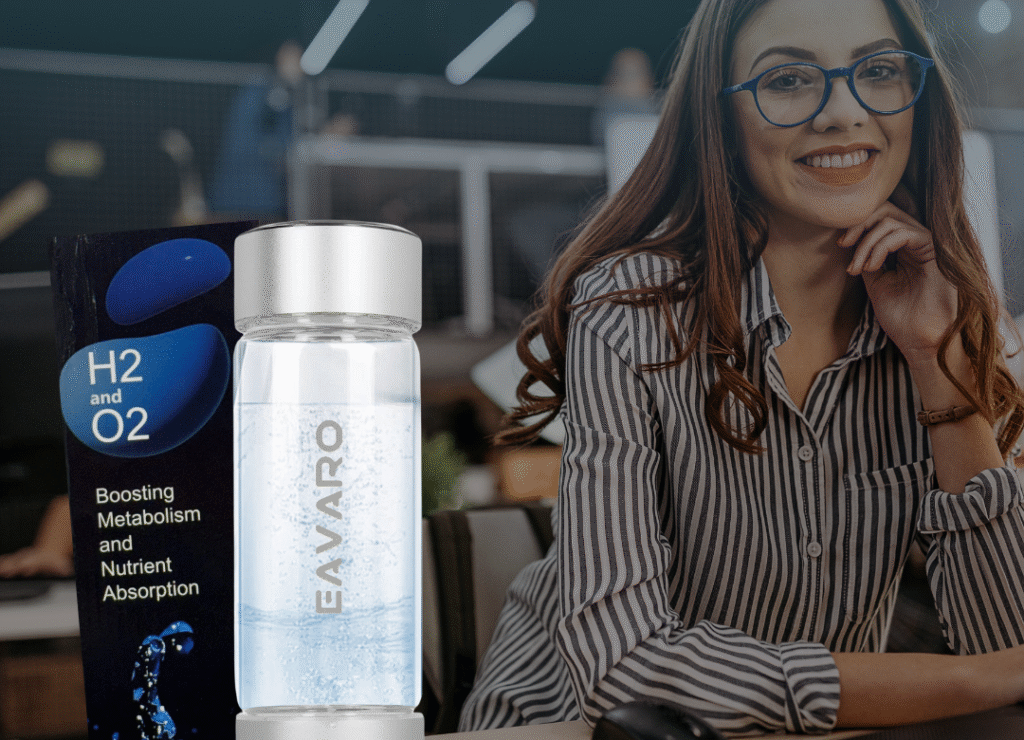 Hydrogen water bottle boosting energy and focus during workday