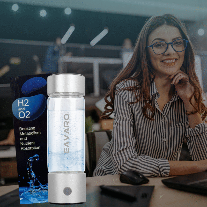 Hydrogen water bottle boosting energy and focus during workday