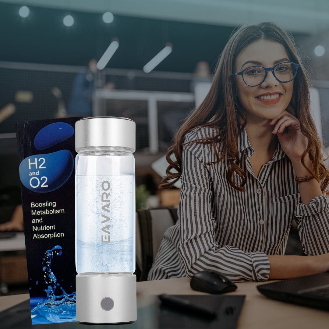 Hydrogen water bottle boosting energy and focus during workday